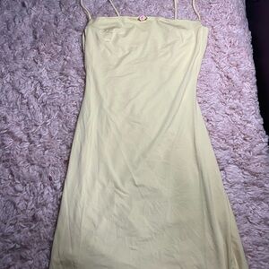 Yellow Elegant Cream Spaghetti Strap Dress